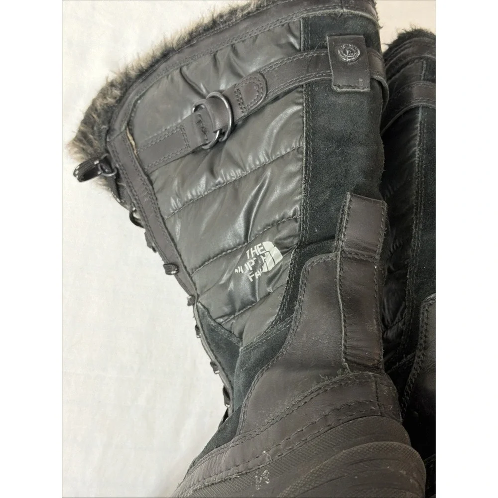 THE NORTH FACE Black Nuptse Purna PrimaLoft Tall Winter Boots Waterproof‎ Sz 8
